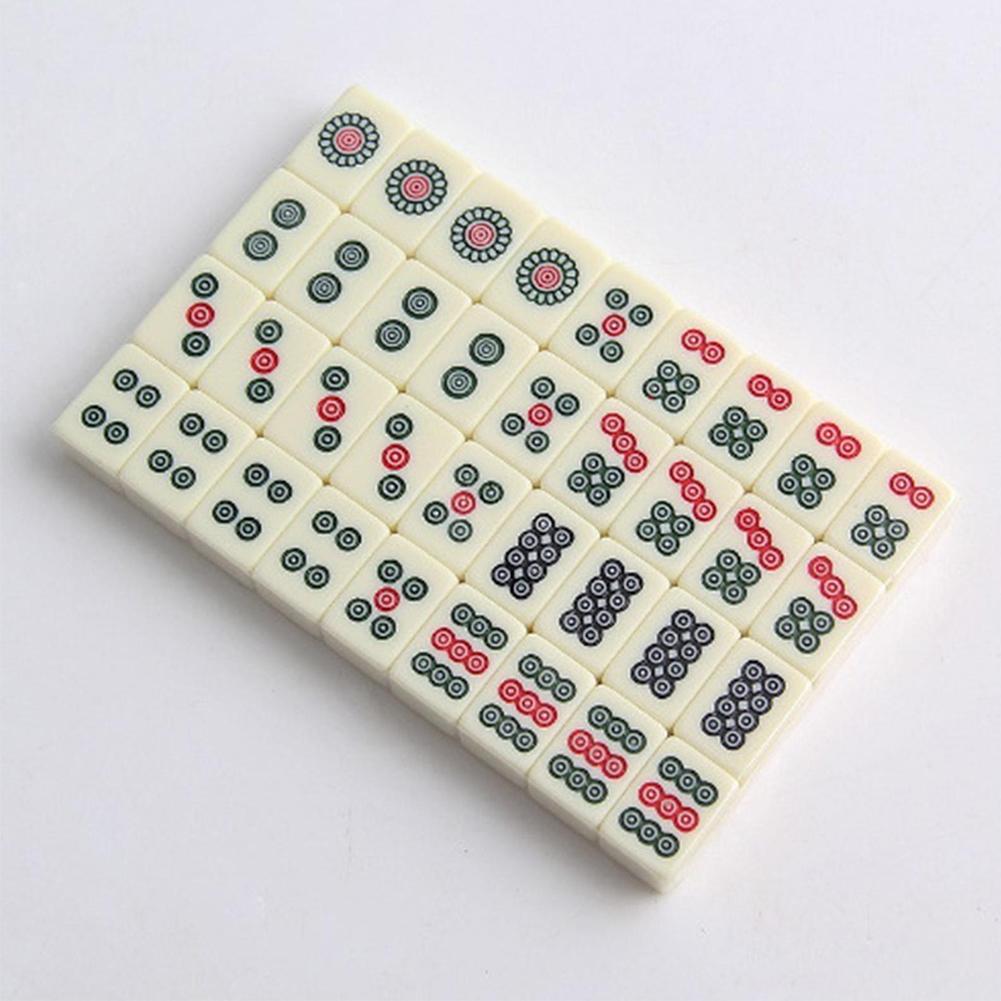 15mm Mahjong Game Set Mini Travel Mahjong Set Chinese Traditional Mahjong Games Mahjong Tiles Set for Travel Family Leisure Time