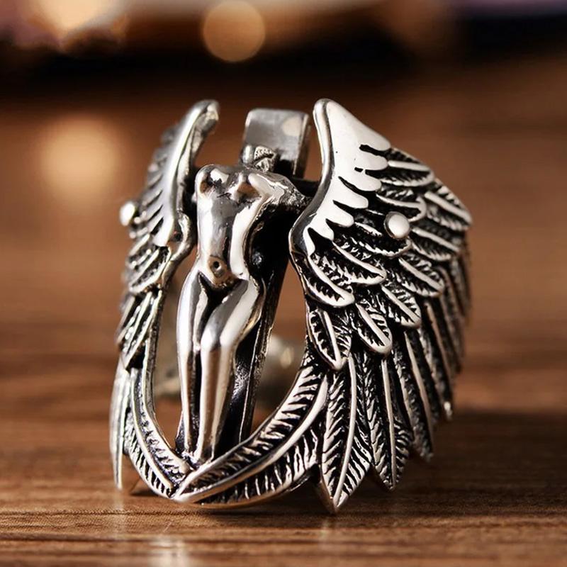 

Retro Angel Demon Wings Ring Series For Men Women Punk Gothic Open Ring Creative Unisex Alloy Zircon Accessories Gift For Lover resizable