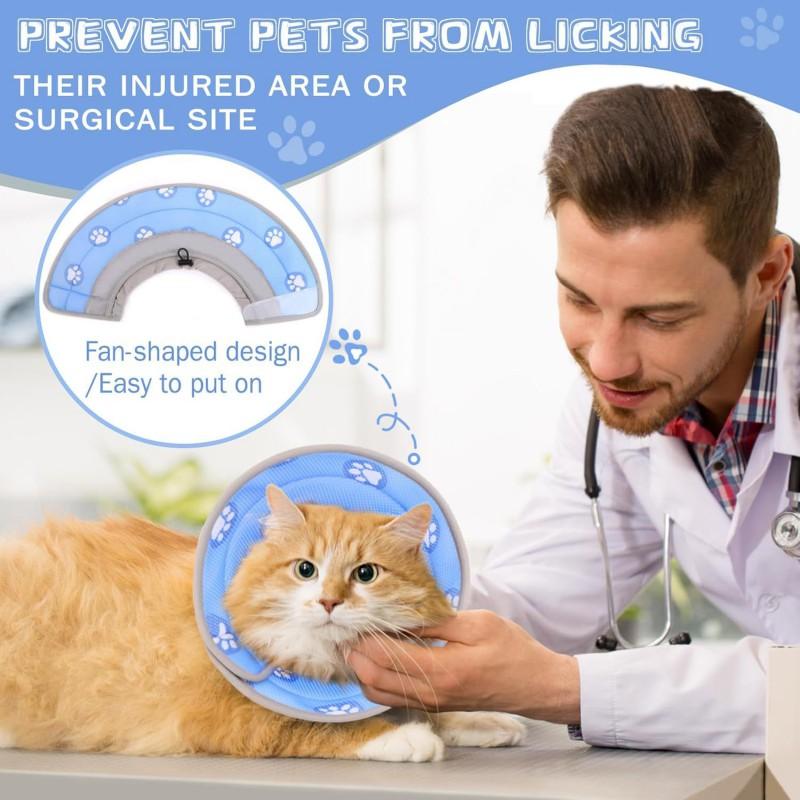 Soft Adjustable Cone Collar Cats Dogs Post Surgery Recovery Prevent Licking Bite Injury