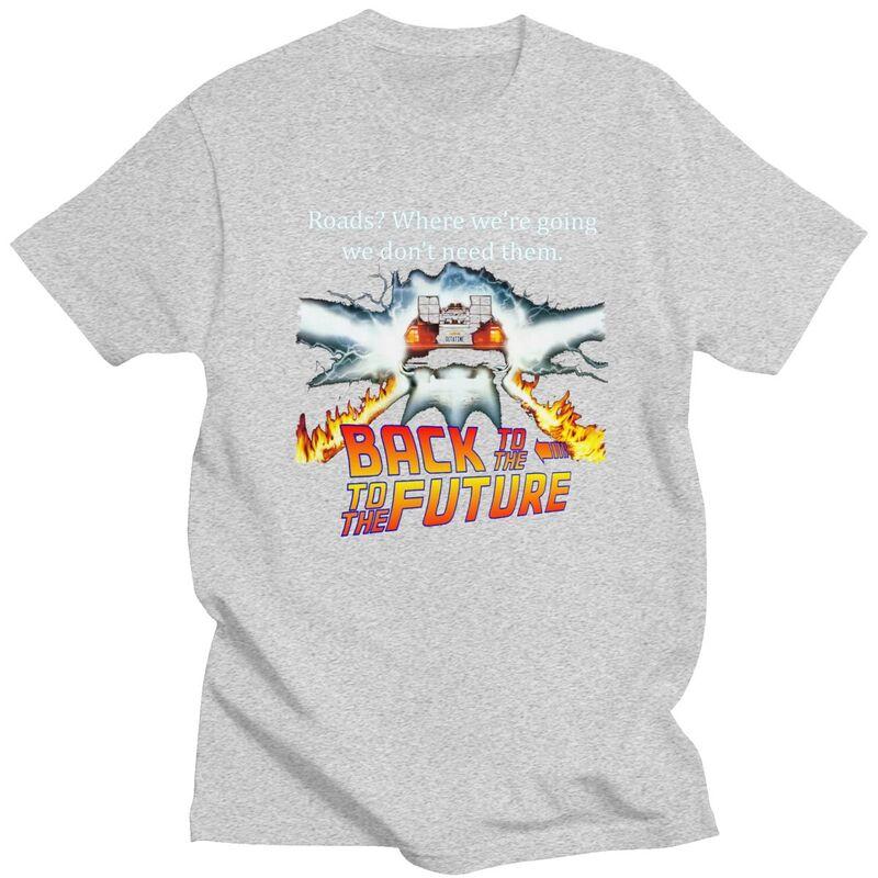 Back To The Future T Shirt for Men Pure Cotton Tshirt Leisure Tees Short Sleeve Scifi Adventure Film Tshirt Slim Fit Clothing