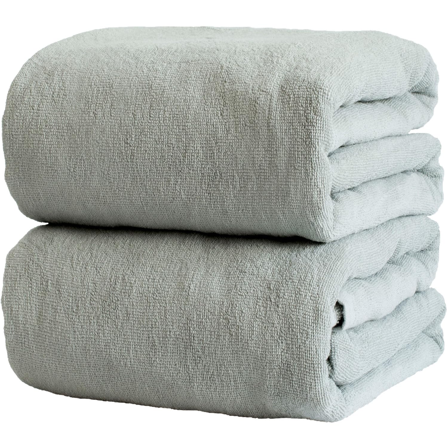 Tramparan Commercial Bath 200cm Large Bath Towel Set of 2 200 x 100cm Towel, (Gray), (Same Color), серый