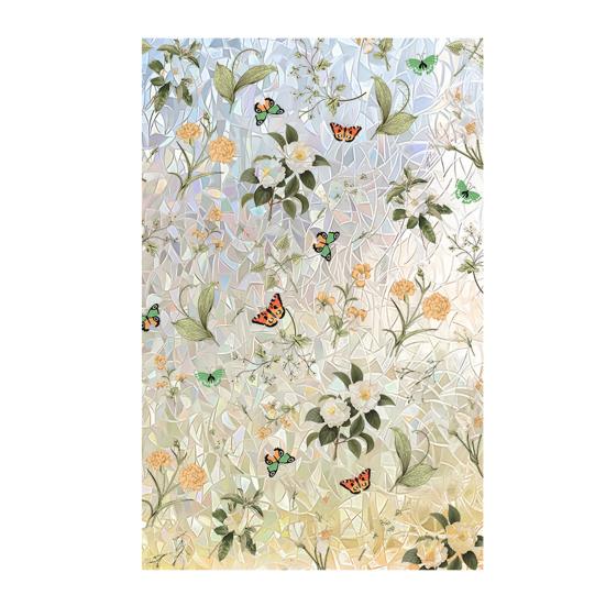 

Stained Glass Window Film Rainbow Floral Window Privacy Film Decorative Sun Blocking Static Glass Clings for Home Door Window 120cm I
