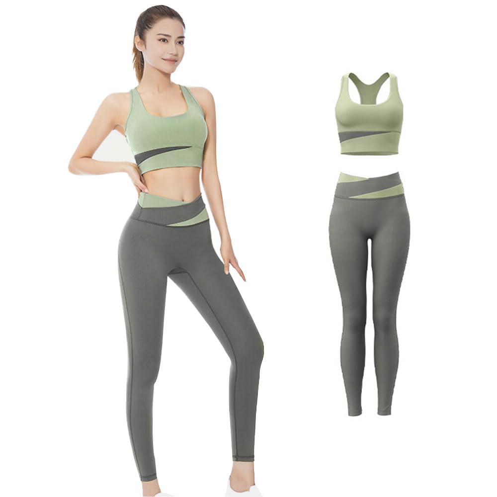 

Yodilala Мощный Йога Идеальный Спорт Ударопрочный Бюстгальтер для Йоги и Комфорт для Йоги Лучший Выбор для Поддержки Среднего Комплекта, Высокоэластичные Брюки, Во-первых, Йога, зелёный