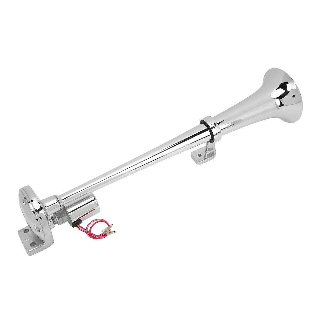 Electric Trumpet Horn 1 Tube for Train Car Boat Zinc Alloy Chrome Plating 135db 450mm 12V 24V