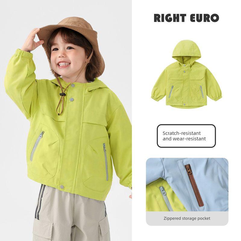 Right European Style Boys' Outdoor Windbreaker Children's Spring and Autumn Waterproof Hooded Jacket 2026 New Children's Clothing Baby Clothes