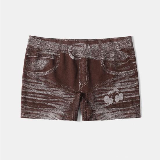 Imitation Denim Shorts for Women High Waisted Skinny Fake Jean Shorts Stretch Boyshort Panties Ladies Boxer Briefs