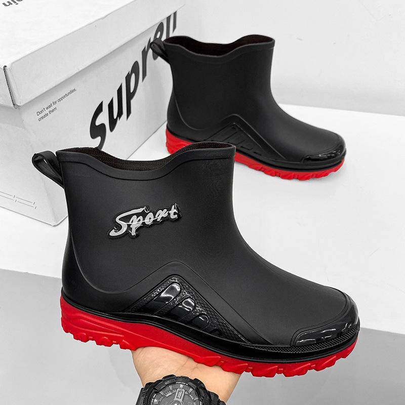 

Новая модная водонепроницаемая обувь, дождевая обувь, мужская короткая, нескользящая толстоподошвенная обувь для автомойки, водная обувь, мужская 44