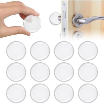 Wall Door Stop - Transparent - Round - Adhesive - 12 Pieces - 40x40x8mm