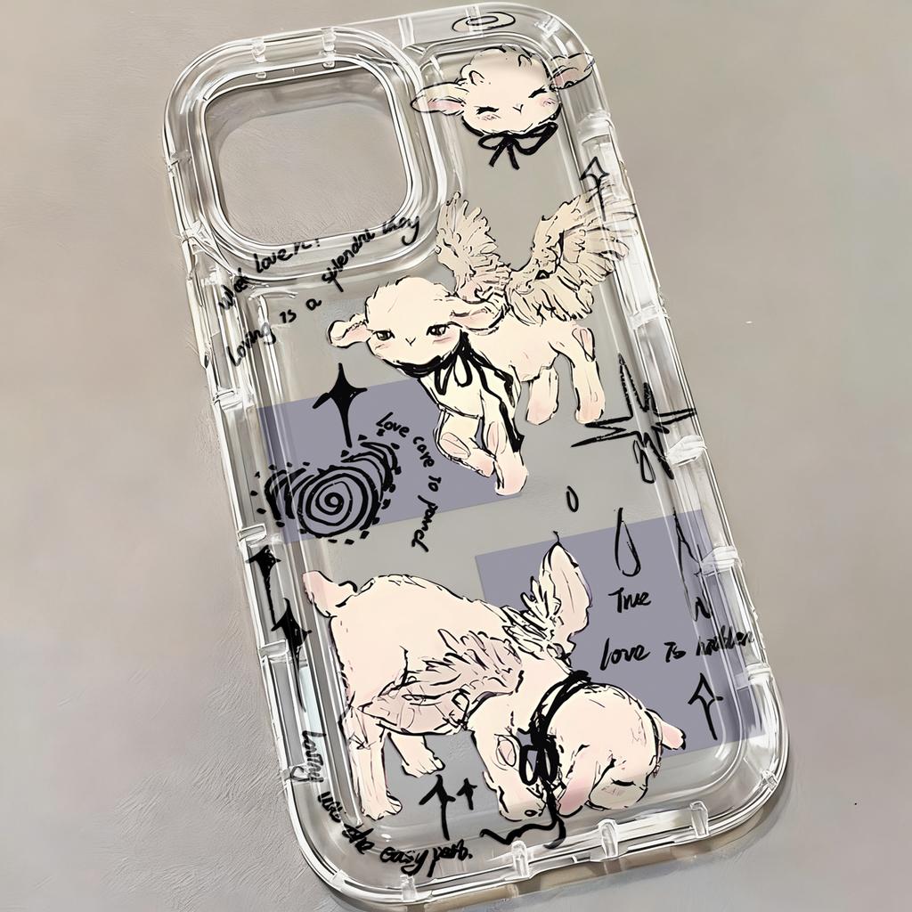 Cute Little Lamb Angel Sheep Phone Case for Samsung Galaxy A56 A36 A26 A55 A35 A15 A54 A34 A24 A14 A05  A13 A73 A53 4G 5G Cover