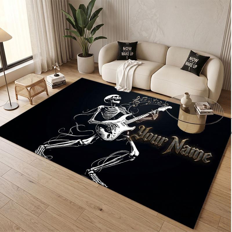Tappeto in Velluto Morbido di Cristallo Tema Generale Musica Stampa Personalizzata Nome & Testo Tappeto Antiscivolo per Camera da Letto Soggiorno