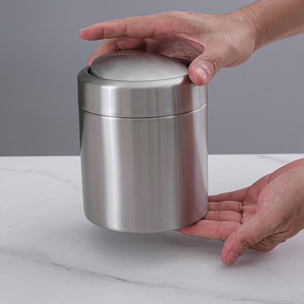 Kosz na śmieci ze stali nierdzewnej, mały kosz na śmieci na blat, 1,5 l, z pokrywą obrotową lub bez, kosz na śmieci na blat biurowy