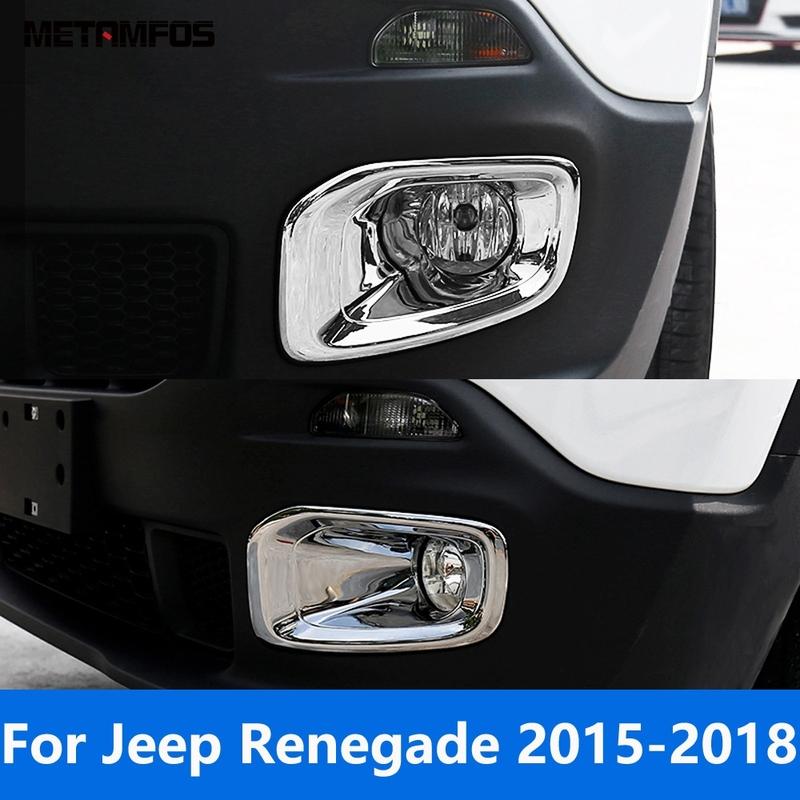 Exterior Accessories For Jeep Renegade 2015 2016 2017 2018 Chrome Front Fog Light Lamp Cover Trim Foglight Foglamp Protector