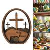 1PC Resurrected TOMB Wooden Cross Layered Tray Easter Egg Craft Decorative Ornament