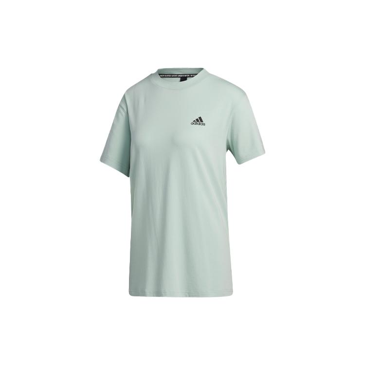 Adidas T Shirts Women's Light Green Crew Neck Moderate Straight Fit GH3801