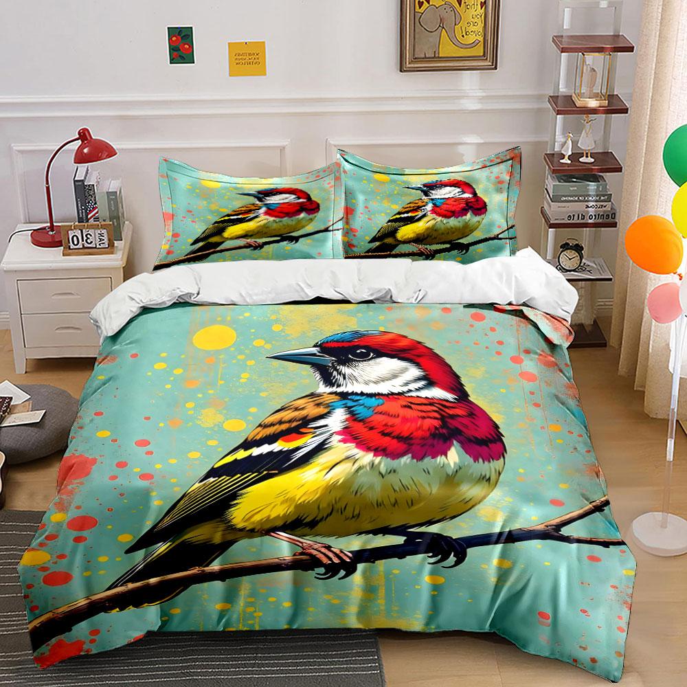 Colorful Bird On Branch. Bedding Sets Duvet Cover Sets Duvet Covers Pillowcases(1*Duvet Cover 2*Pillowcases Without Duvet Insert)