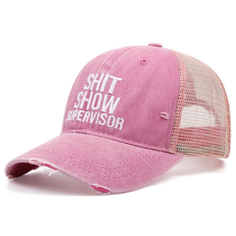 Unisex SHIT SHOW SUPERVISOR Embroidered Vintage Washed Denim Baseball Caps four seasons Outdoor Breathable Mesh Casual Sun Hat