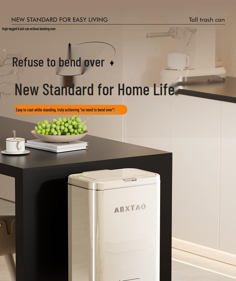 High-Legged Kitchen Trash Can with Wheels - Large Capacity, Narrow Gap, with Lid