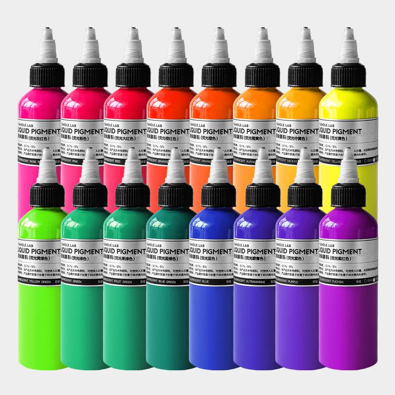 20/100ml Color Liquid Pigment Dye Fluorescent Color Good Alkali Resistance for Making Candle Handicraft Plaster Sculptures