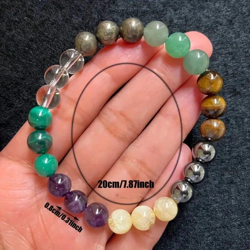 1Pc Beautiful Jade Fashion Style Natural Stone Tigers Eye Stone Multi Coloured Beaded Bracelets Men And Women Party Daily Gift