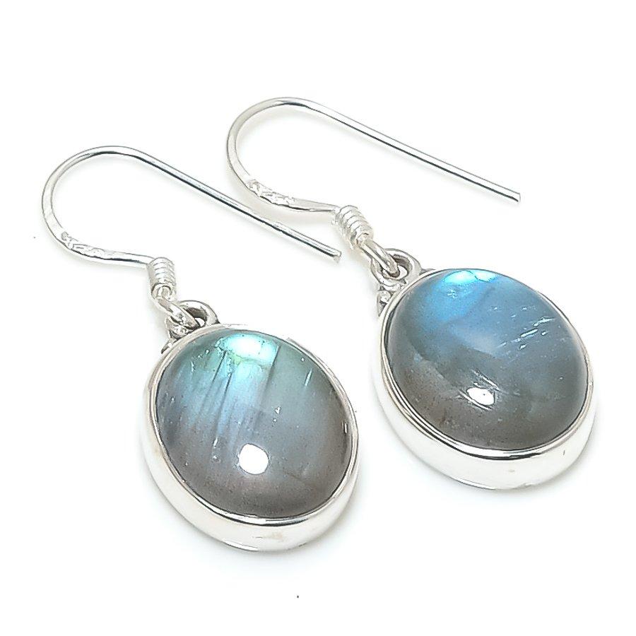 

Natural Labradorite Gemstone 925 Solid Sterling Silver Gift Earring 1.25 o7S66