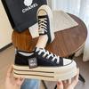 Platformowe buty płócienne wiosna i lato nowe z niewielkim podwyższeniem sznurowane niskie buty typu board shoes