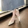 Fashion Spring and Summer New Pointed Head Shallow Mouth Bright High Heels Female Wedges with A Line Temperament Female Sandals