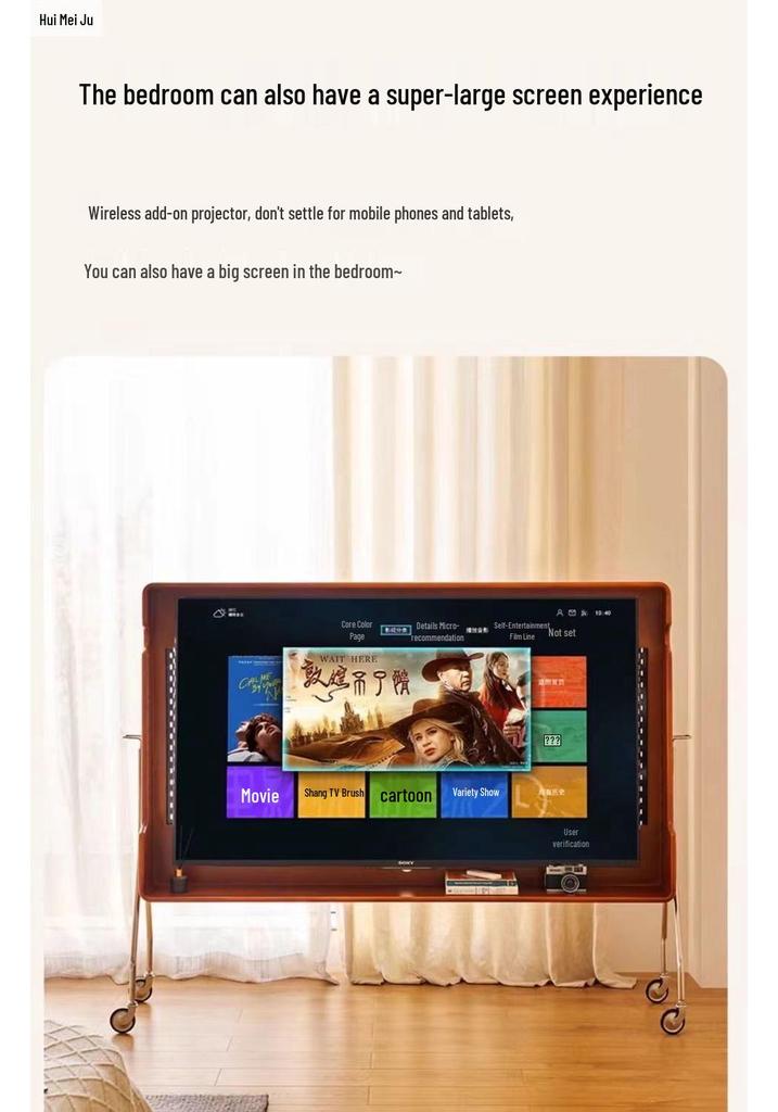 Vintage-Style TV Stand: Retro Movable Cabinet for Small Apartment Bedrooms and Living Rooms