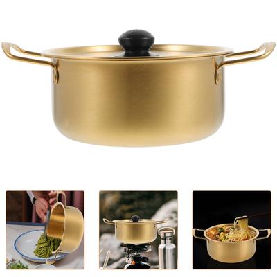 Instant Noodle Pot Ramen Soup Pots Stainless Steel Korean for Cooking Utensils Pasta Golden Kitchen Large with Lid