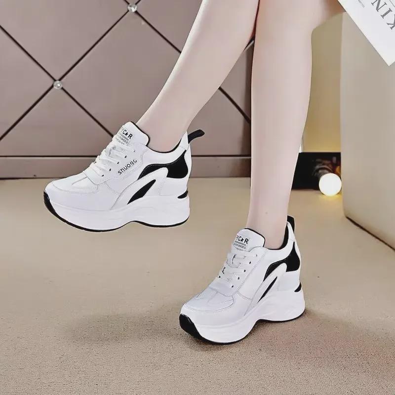 Women's Height-Enhancing Sneakers - 2023 Fashion - Thick-Soled Slimming Casual Shoes - Spring & Autumn White Dad Shoes