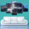 Wall Art Decor Home Room Modern Pictures 5 Pieces High Mountain Waterfall Landscape Modular Canvas Paintings HD Prints Framework