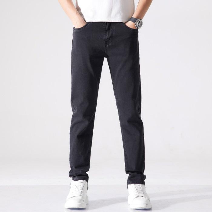 New Spring and Summer Men's Black Slim Straight Stretch Jeans and Trousers for Men