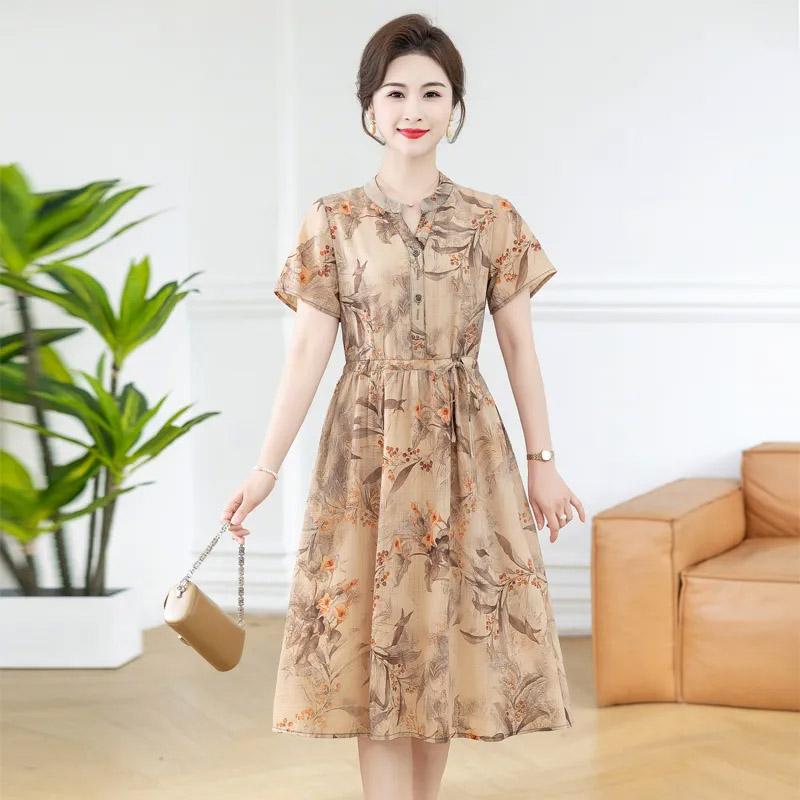 Sukně pro ženu Léto Nadměrná velikost Volná Květinová Vintage Sukně Ležérní Tištěná Měkké Dlouhé Dovolenkové Šaty