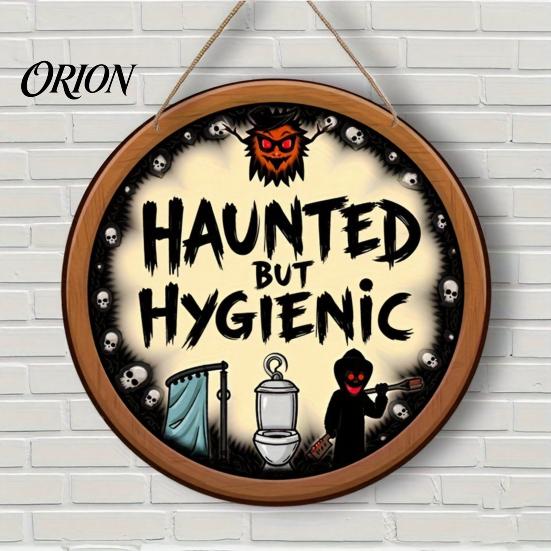 Dark Humor Restroom Ornament Bathroom Halloween Hanging Ornaments, Creative Ghost Wooden Funny Wall Sign Sign, Decorative for Party Decoration