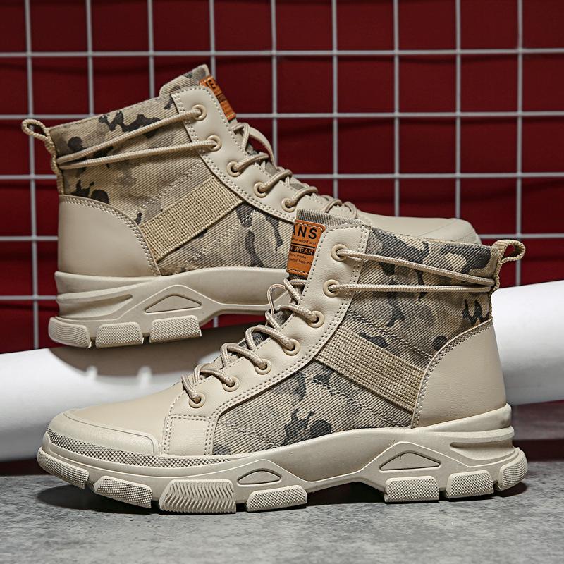 Fashion Canvas Men Boots Lace Up Male Canvas Shoe Platform Ankle Botas Cowboy Motorcycle Boots Fashion  Desert  Botines 2024