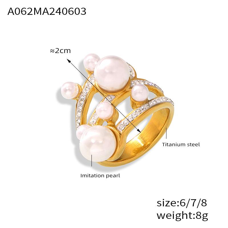 

Кольцо Niche Design Cold Wind для женщин с бусинами и бриллиантами, то же самое кольцо из титановой стали с покрытием из золота 18 карат No.8