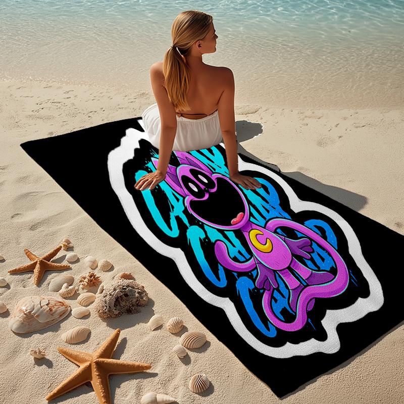 proof beach towel with a Poppy Playtime pattern - soft,absorbent,quick-drying,machine washable - perfect for swimming,camping,bathing