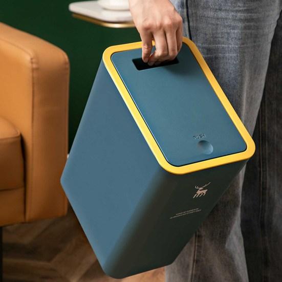 Coș de gunoi 9L/12L Tip de împingere Design îngust Deschidere largă Dovada câinilor Economisește spațiu Bloc miros de elan Tip presa de imprimare Capac Coș de gunoi Accesorii de bucătărie