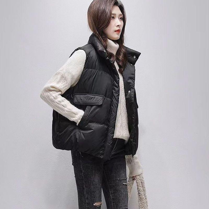 Autumn and winter hooded outer wear down cotton vest vest double zipper short coat women