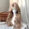 Long Wavy Blonde Synthetic Wig Middle Part Fluffy Lolita Cosplay Women Wig Heat Resistant for Daily Party