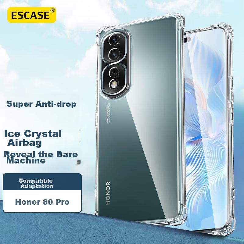 Honor 80 Pro Phone Case, Shockproof TPU Full Coverage Airbag, Unisex (With Lanyard Hole), ES-Ip9 Series, Upgraded Transparent White Versio