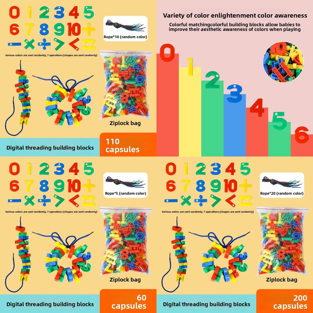 Educational Plastic Number Bead Sequencing Toy For Preschool Kids Learning And Fine Motor Skills Development