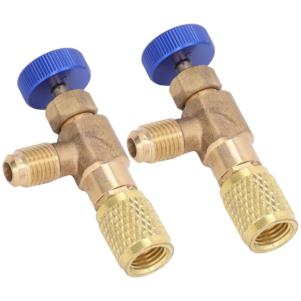 2PCS Refrigeration Valve Air Conditioning Refrigerant Control Valve Fluoride Charging Adapter for R22 R404 R407 1 4SAE