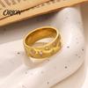 Titanium Steel Ring with Rhinestones, Star Geometric Pattern Band for Daily Wear Jewelry Men Women, Anti-Tarnish Hypoallergenic Finger Ring, Gift Him