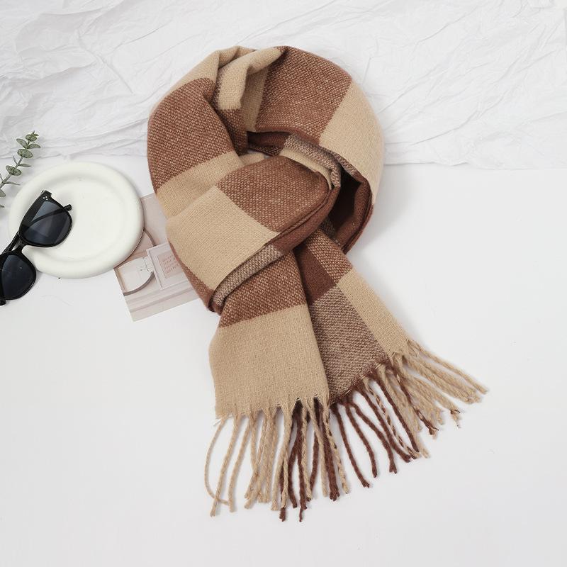 New Korean Style Classic Plaid Scarf for Women in Autumn and Winter Thickened and Warm  Versatile Shawl for Students To Wear As A Scarf