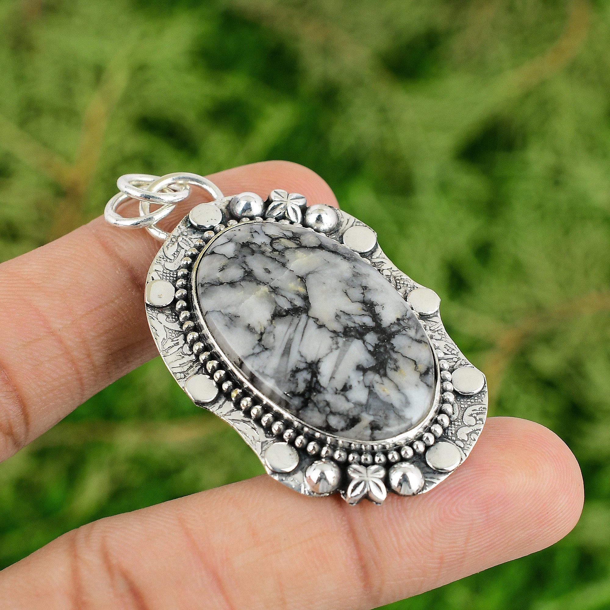 

Распродажа ко Дню дочерей Серебряный кулон для помолвки из камня пинолит-яшма 925 пробы