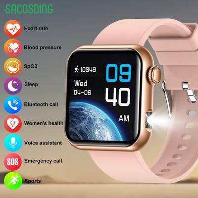SACOSDING Ladies Smart Watch Health Monitoring Bluetooth Calling SOS AI Voice Flashlight Outdoor Sports Fitness Men Women Smartwatch