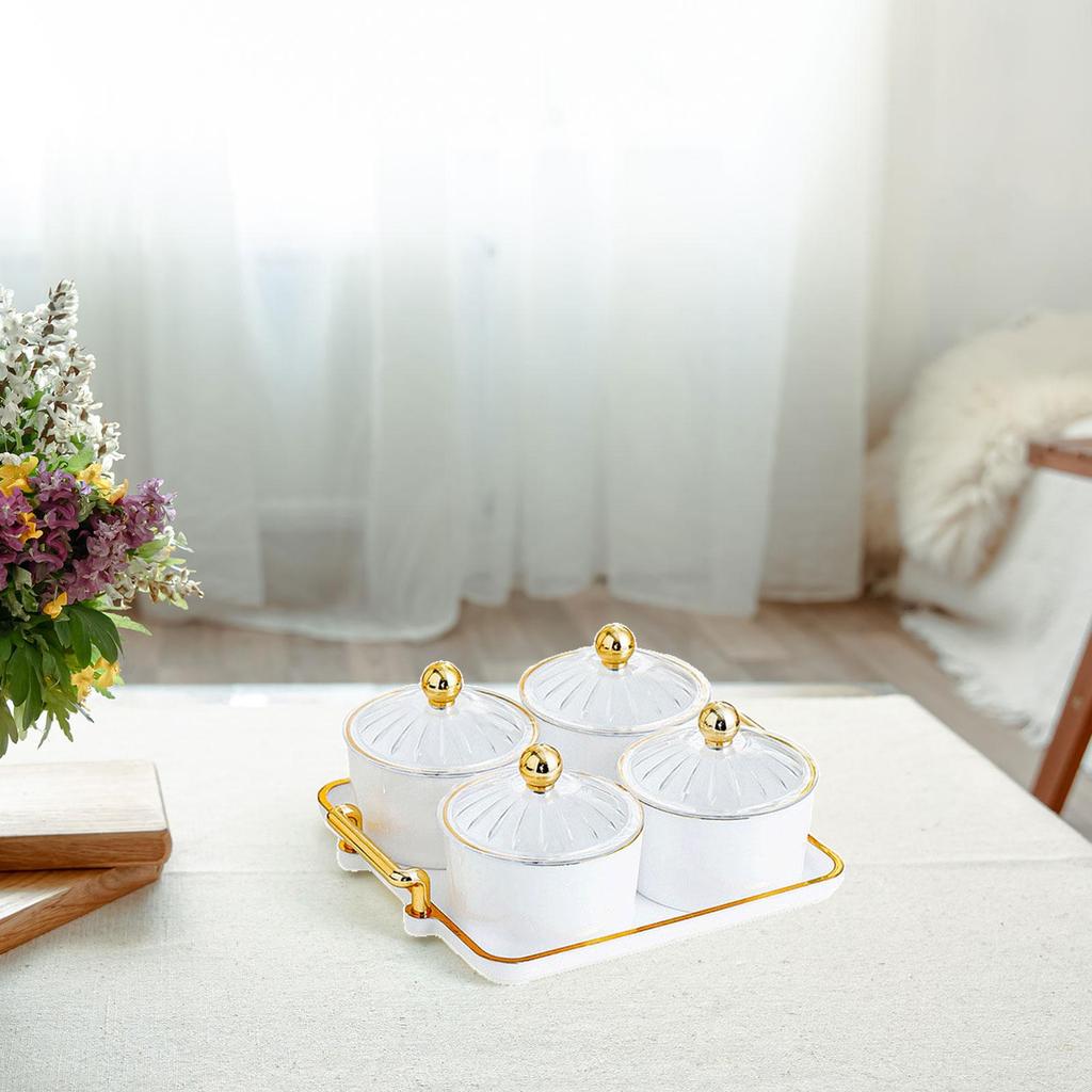 Creative Divided Serving Platter with Holder Food Storage Box Nuts Tray Snack Dishes for Candy Cookies Snacks