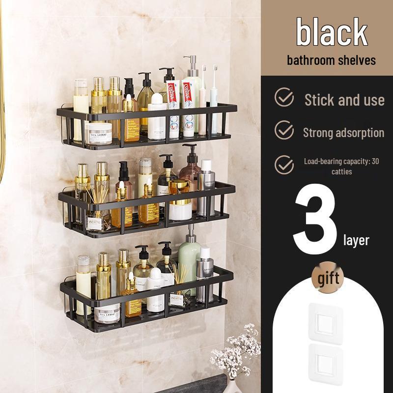 No-Drill Wall-Mounted Bathroom Storage Rack for Dormitories