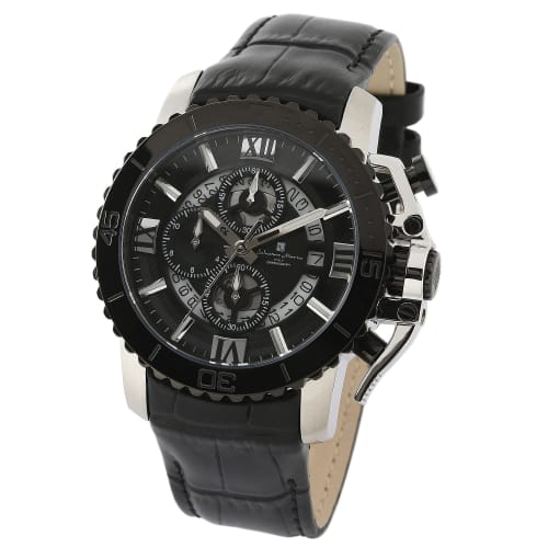 

Salvatore Marra Men s Watch, Stainless Steel, Black and Silver, Waterproof, Analog Quartz, Chronograph, Business, Casual, Gift, SSBK