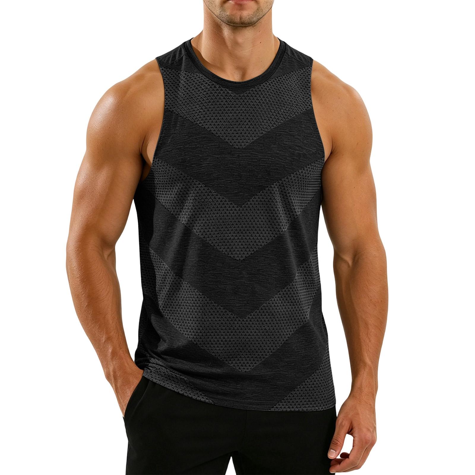 

Men s Sleeveless Athletic Tank Top Running Vest Basketball Sports Jersey Marathon Fitness Training Shirt Lightweight Breathable Fabric M чёрный